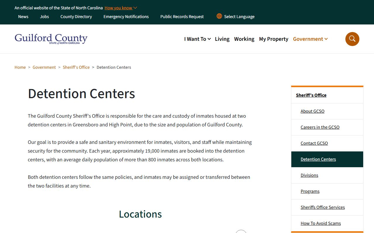 Guilford County inmate population detention centers overview