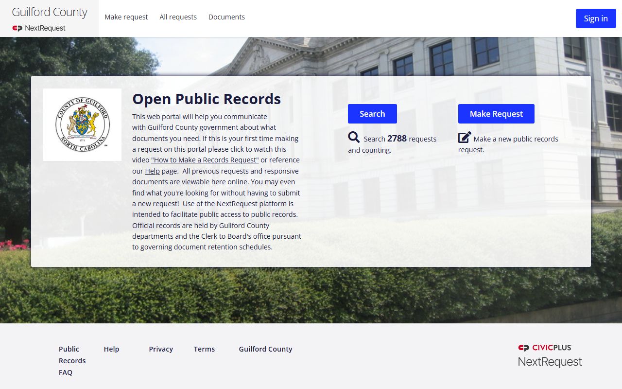 Guilford County inmate records public records request portal